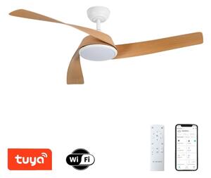 ZEVENTI - LED Stropní ventilátor AERYS LED/24W/230V Wi-Fi Tuya bílá/dub + DO