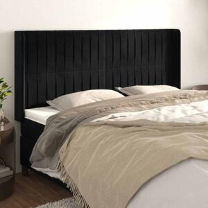 Čelo postele typu ušák černé 203x16x118/128 cm samet 3119886