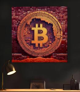Obraz na plátně - Bitcoin, pixel art logo FeelHappy.cz Velikost obrazu: 40 x 40 cm