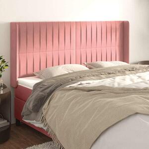 Čelo postele typu ušák růžové 203x16x118/128 cm samet 3119889