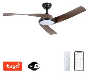 ZEVENTI - LED Stropní ventilátor AERYS LED/24W/230V Wi-Fi Tuya černá/ořech + DO