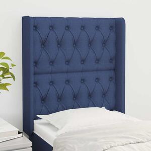 Čelo postele typu ušák modré 83x16x118/128 cm textil 3119896