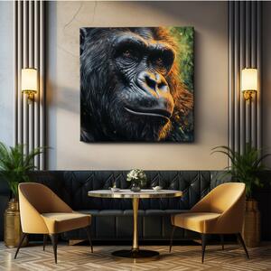 Obraz na plátně - Gorila, Moudrý pohled krále, Makro portrét, Králové divočiny FeelHappy.cz Velikost obrazu: 40 x 40 cm