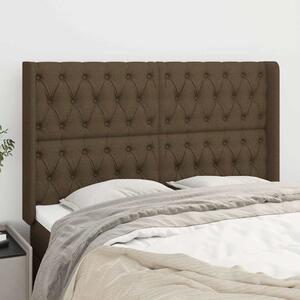 Čelo postele typu ušák tmavě hnědé 163x16x118/128 cm textil 3119925