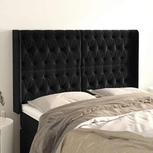 Čelo postele typu ušák černé 147x16x118/128 cm samet 3119966