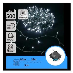 Aigostar - LED Venkovní vánoční řetěz 500xLED/8 funkcí 4xAA 25,3 m studená bílá