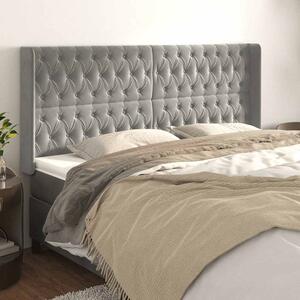 Čelo postele typu ušák světle šedé 183x16x118/128 cm samet 3119976