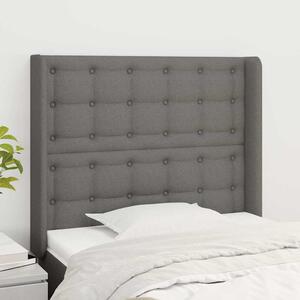 Čelo postele typu ušák tmavě šedé 83x16x118/128 cm textil 3119989