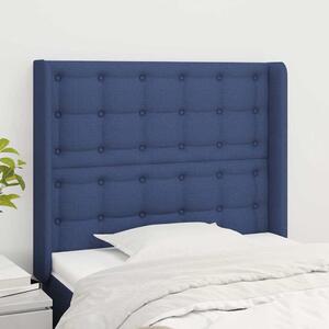 Čelo postele typu ušák modré 93x16x118/128 cm textil 3120002