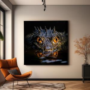 Obraz na plátně - Krokodýl skrytý ve vodě, Králové divočiny FeelHappy.cz Velikost obrazu: 40 x 40 cm