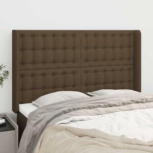 Čelo postele typu ušák tmavě hnědé 147x16x118/128 cm textil 3120015