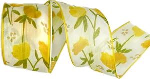 Stuha organzová SPRING TULIP žlutá 40mm x 2m (13,-Kč/m)