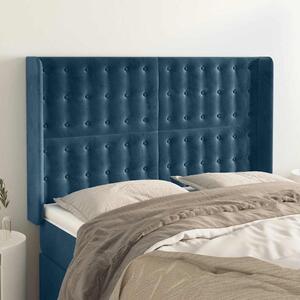 Čelo postele typu ušák tmavě modrá 147x16x118/128 cm samet 3120066