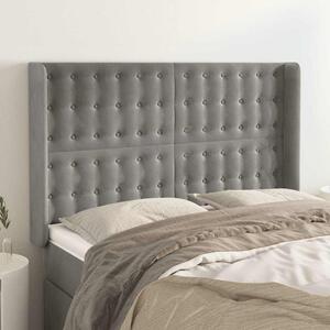 Čelo postele typu ušák světle šedé 147x16x118/128 cm samet 3120062