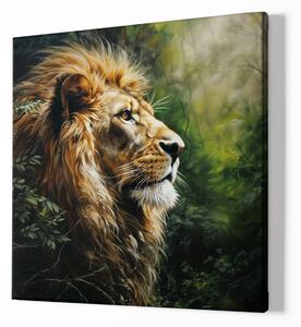 FeelHappy Obraz na plátně - Lev, portrét v pralese, Králové divočiny Velikost obrazu: 140 x 140 cm
