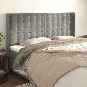Čelo postele typu ušák světle šedé 183x16x118/128 cm samet 3120074