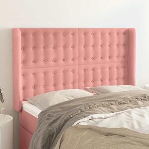 Čelo postele typu ušák růžové 147x16x118/128 cm samet 3120067