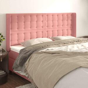Čelo postele typu ušák růžové 163x16x118/128 cm samet 3120073