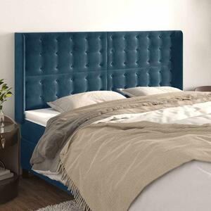 Čelo postele typu ušák tmavě modrá 183x16x118/128 cm samet 3120078