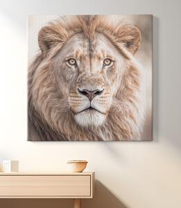 Obraz na plátně - Lev, portrét hluboký pohled krále, Králové divočiny FeelHappy.cz Velikost obrazu: 40 x 40 cm