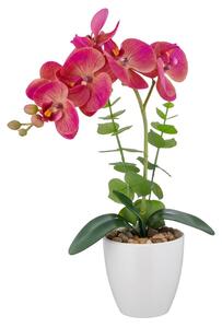 Umělá květina Orchidej růžová v květináči, 40cm