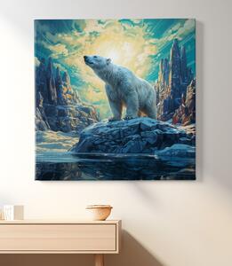 Obraz na plátně - Polární medvěd a jeho ledové království, Králové divočiny FeelHappy.cz Velikost obrazu: 140 x 140 cm