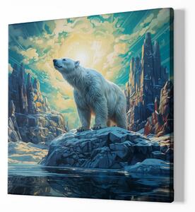 FeelHappy Obraz na plátně - Polární medvěd a jeho ledové království, Králové divočiny Velikost obrazu: 140 x 140 cm