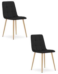 Set dvou jídelních židlí KARA sametové, černé / hnědé nohy (2 ks)
