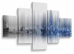 Obraz - Panorama města, modro-šedé (125x70 cm)