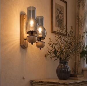 BRILAGI - LED Nástěnné svítidlo COTTAGE 2xE14/40W/230V dub/kouřová šedá