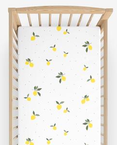 Goldea bavlněné napínací prostěradlo do dětské postýlky - citrony 60 x 120 cm