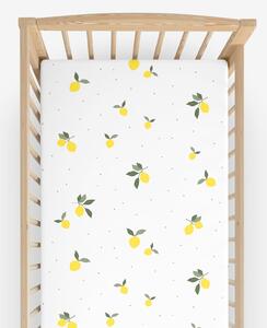 Goldea bavlněné napínací prostěradlo do dětské postýlky - citrony 70 x 140 cm