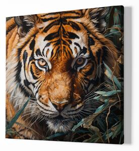 FeelHappy Obraz na plátně - Tygr, Pohled krále džungle, Makro portrét, Králové divočiny Velikost obrazu: 140 x 140 cm