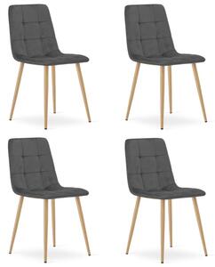 Set čtyř jídelních židlí KARA sametové, tmavě šedé / hnědé nohy (4 ks)