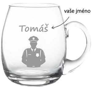 Dekorant Ručně foukaný kulatý půllitr pro policistu POLICISTA