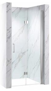 BPS-koupelny Zalamovací otevíravé sprchové dveře KZ26B 90 chrom/transparent pro instalaci do niky - bez vaničky