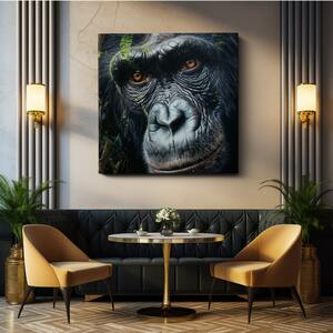Obraz na plátně - Gorila, Přítel z džungle, Makro portrét, Králové divočiny FeelHappy.cz Velikost obrazu: 140 x 140 cm