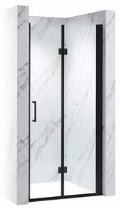 BPS-koupelny Zalamovací otevíravé sprchové dveře KZ26A BL 80 černá/transparent pro instalaci do niky - bez vaničky