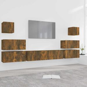 8dílný set TV skříněk kouřový dub kompozitní dřevo 3120290