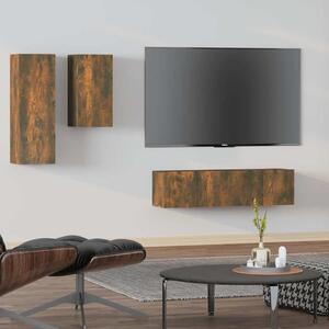4dílný set TV skříněk kouřový dub kompozitní dřevo 3120314
