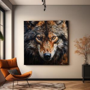 Obraz na plátně - Vlk v barvách podzimu, Makro portrét, Králové divočiny FeelHappy.cz Velikost obrazu: 40 x 40 cm