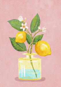 Ilustrace Lemon Bunch In Vase, Raissa Oltmanns, (30 x 40 cm)