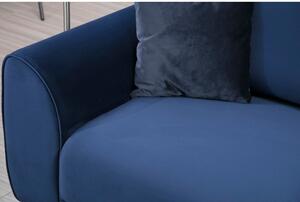 Modrá rozkládací rohová pohovka se sametovým povrchem Artie Image, pravý roh