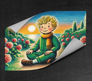 Plakát - Malý princ v zahradě červených růží FeelHappy.cz Velikost plakátu: A3 (29,7 × 42 cm)