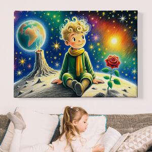 FeelHappy Obraz na plátně - Malý princ sedí zamyšlený na své planetce Velikost obrazu: 210 x 140 cm