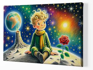 Obraz na plátně - Malý princ sedí zamyšlený na své planetce FeelHappy.cz Velikost obrazu: 40 x 30 cm