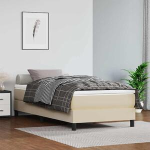 Rám postele s boxspringem krémový 90 x 190 cm umělá kůže 3120672