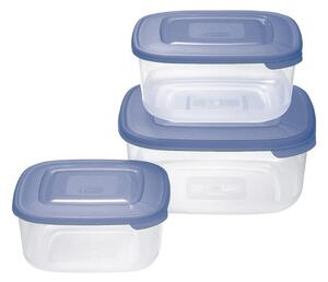 Tontarelli Sada plastových dóz na potraviny 3 ks, čtverec, modrá