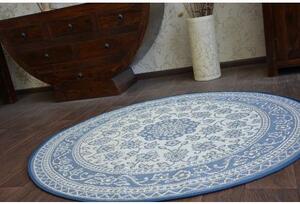 Kulatý koberec FLAT 48691/591 SISAL vitráže květiny modré velikost kruh 120 cm | krásné koberce cz