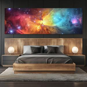FeelHappy Obraz na plátně - Hvězdy obklopené barevnou Galaxií Velikost obrazu: 120 x 40 cm